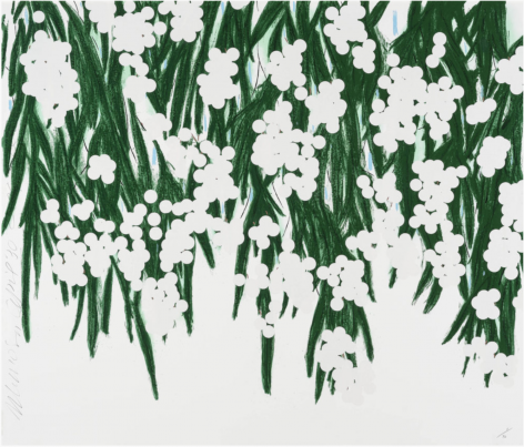 SULTAN-Donald_Mimosa, April 30, 2015_18-color silkscreen with white flocking on museum board_51x60 inches