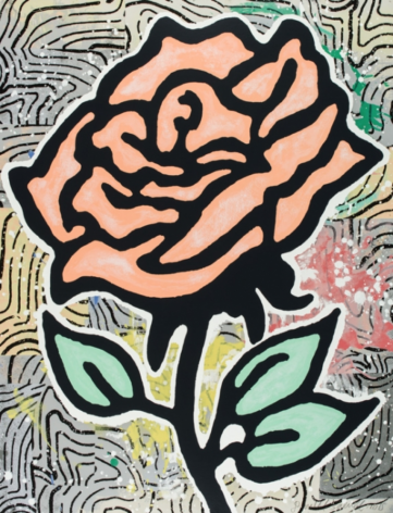 BAECHLER-Donald_Peach Rose_28-color silkscreen on museum board_40x31 inches