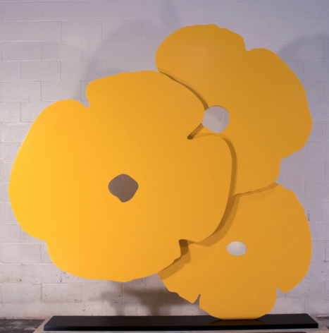 SULTAN-Donald_Big Yellow Poppies_painted aluminum_72x72 inches on 1.25x11.5x63 inch base
